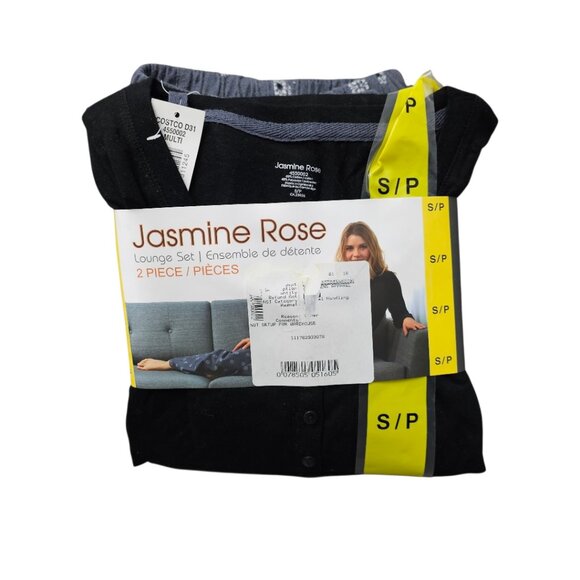 Jasmine Rose New Women's Black And Grey Cotton Blend Two-piece Lounge Set - Picture 2 of 3